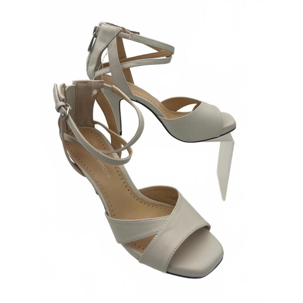 Adrienne Vittadini Chic Strappy Heels - Elegant Cream Sandals Size 8.5